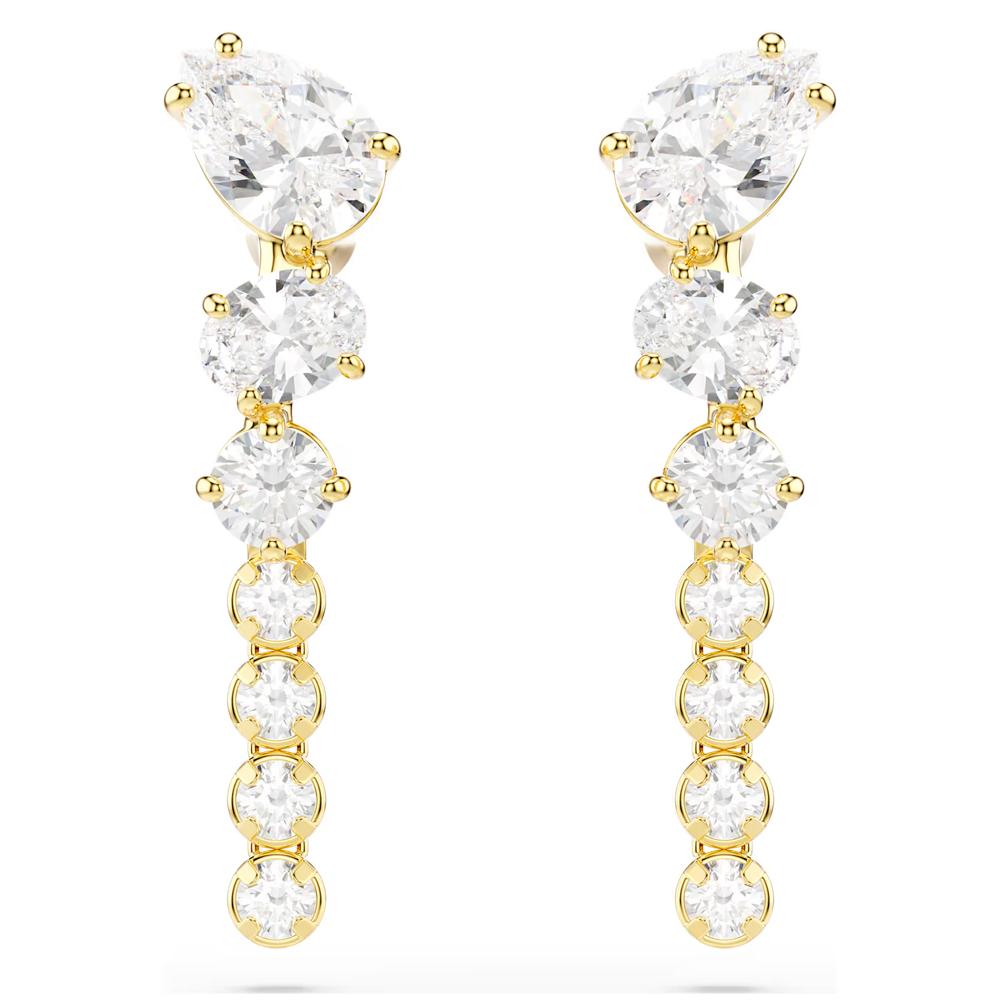 Swarovski Mesmera Drop Earrings Mixed Cuts White 18K Gold Finish - Image 3