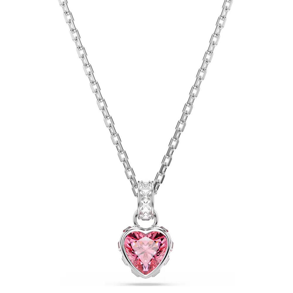 Chroma pendant, Mixed cuts, Pink, Rhodium plated
