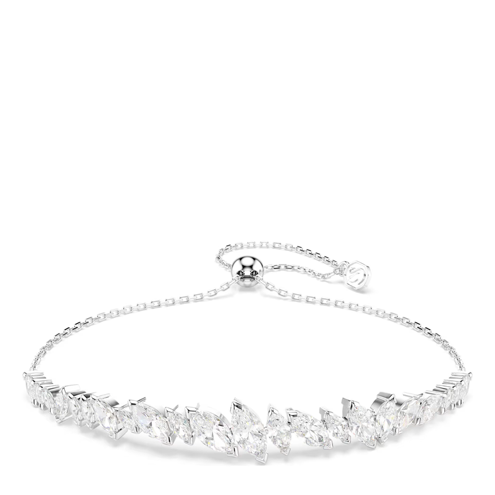 Mesmera bracelet, Marquise cut, White, Rhodium plated