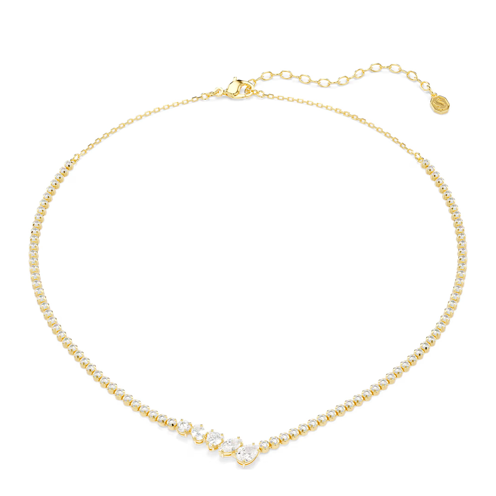 Mesmera necklace, Mixed cuts, White, 18K gold finish