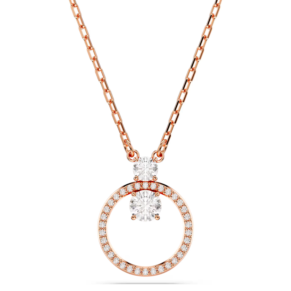 Constella pendant, Pavé, Round cut, White, 18K rose gold finish