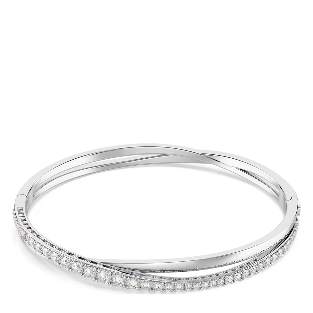 Swarovski Hyperbola Armreif, Rundschliff, Rhodiniert Weiß Mittel - Bild 3