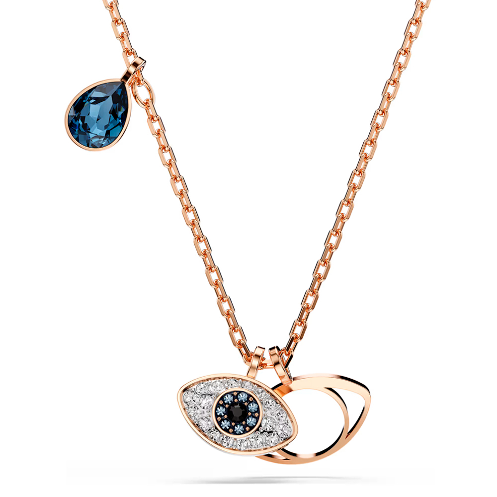Symbolica pendant, Eye, Multicolored, 18K rose gold finish