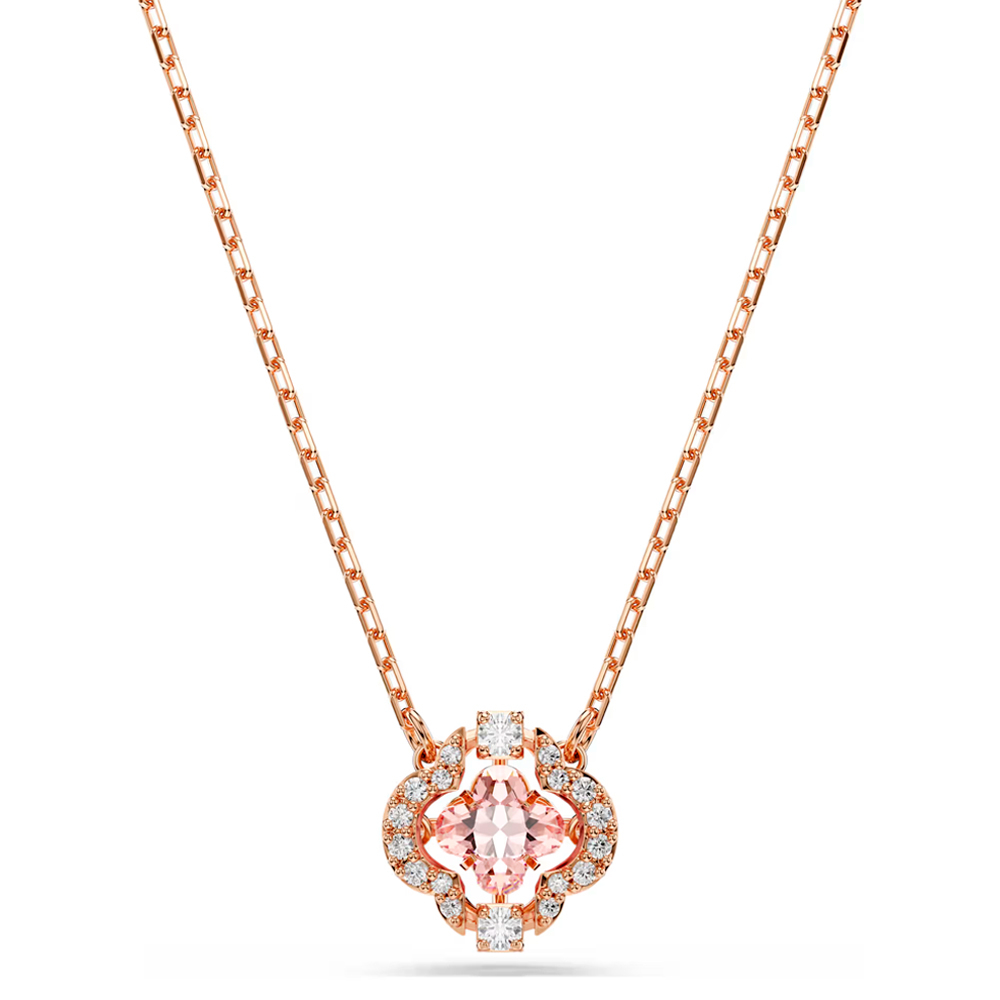 Una necklace, Clover, Pink, 18K rose gold finish