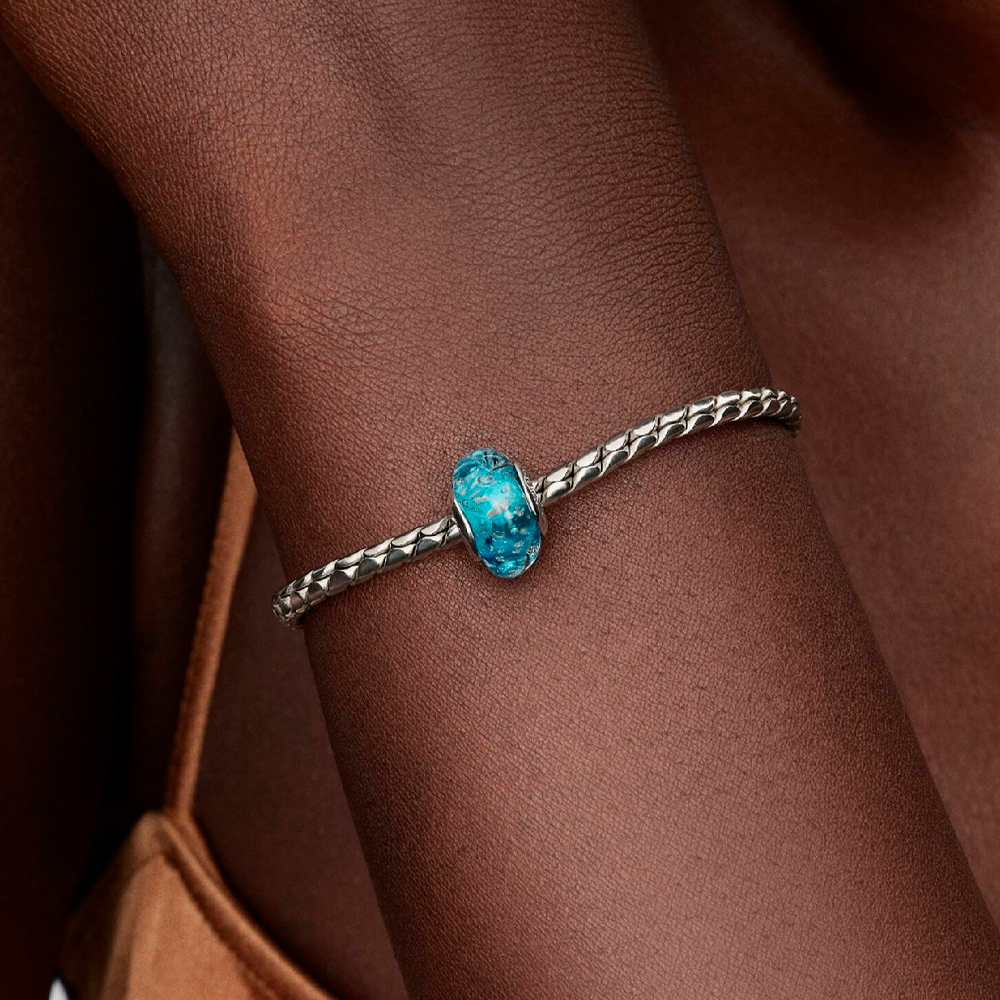 Pandora Charm Cristal de Murano Turquesa y Brillante 794701C01