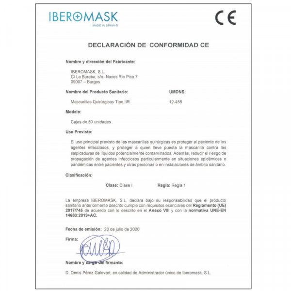 Kirurgisk maske type IIR 50 enheder