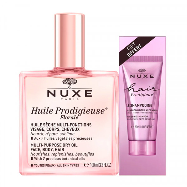 Aceite seco Huile Prodigieuse Florale + Mini Champú Brillo Sublime, Hair Prodigieux