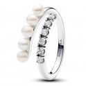 Open Ring Freshwater Cultured Pearls and Pavé 193145C01