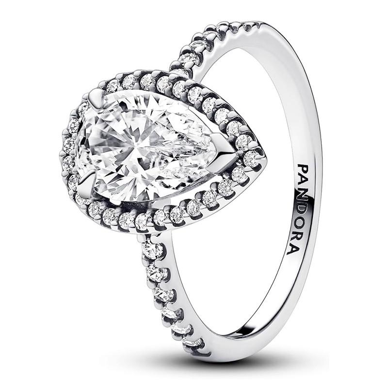 Pandora Anillo Halo Brillante Grande Corte Pera 193012C01