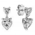 Shiny Double Heart Stud Earrings