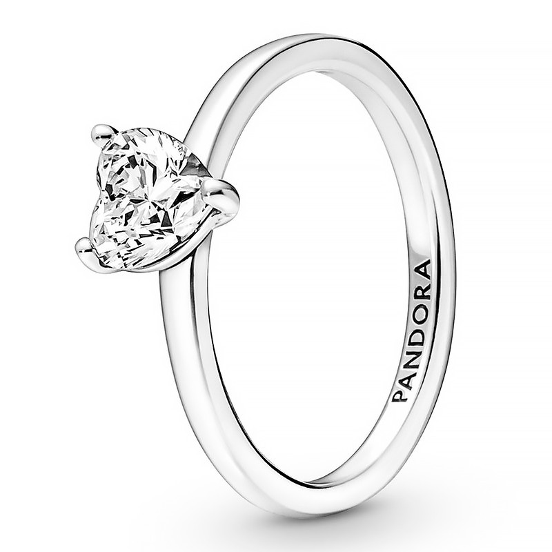 Pandora Silver Rings Bright Heart Solitaire Ring 191165C01