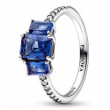 Shiny Ring Three Rectangular Blue Gems 192389C01