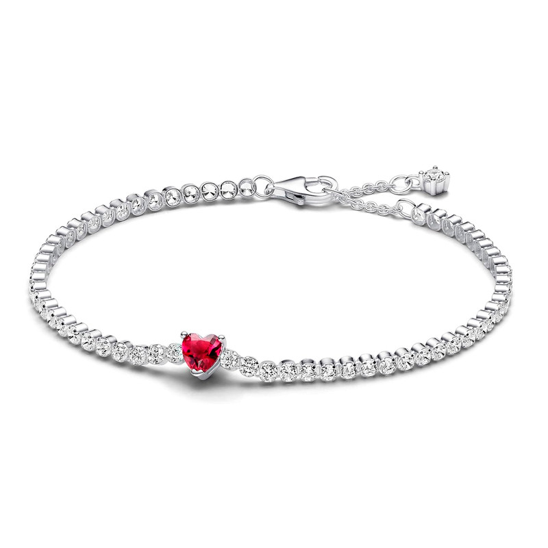 Pandora Bracciali Bracciale Tennis Cuore Rosso Lucido 590041C02
