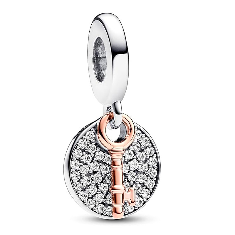 Pandora Charms Ciondolo con ciondolo doppia chiave della felicità in due toni 783236C01