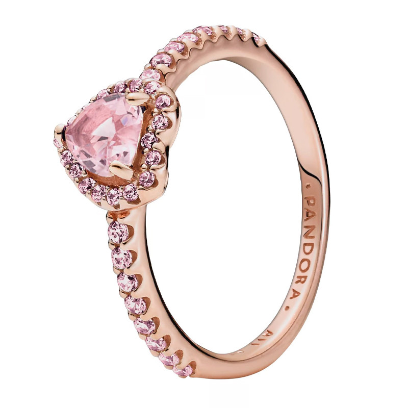 Pandora Anelli Anello cuore lucido rosa rialzato 188421C04