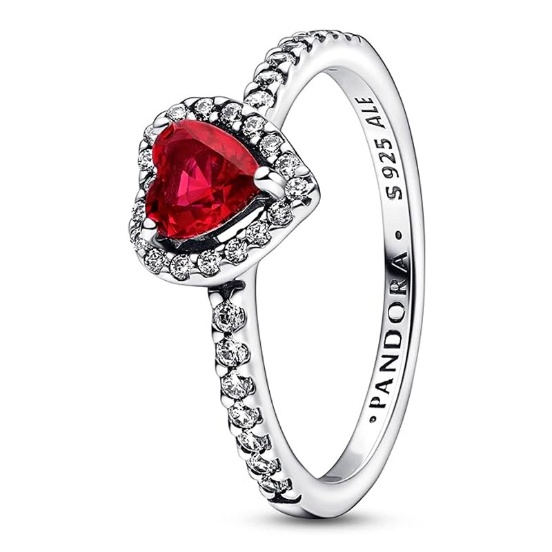 Pandora Anillo Corazón Nivelado Rojo Brillante 198421C02