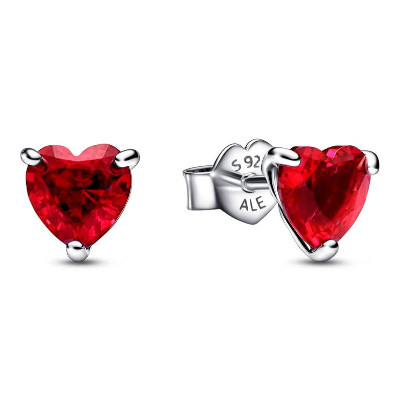 Pandora Orecchini Orecchini Bottone Cuore Rosso 292549C01