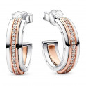 Pandora Signature Two-Tone Logo and Pavé Hoop Earrings Pandora Signature Two-Tone Logo and Pavé Hoop Earrings