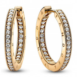 耳环 PANDORA PANDORA SIGNATURE LOGO AND PAVé HOOP EARRINGS 262738C01