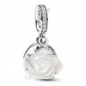 Double White Rose Blooming Pendant Charm 793200C01