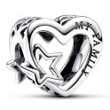 Charm Coeur Filigrane Famille et Etoile 792829C00