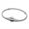 Bracelet chaîne serpent Pandora Moments avec fermoir rose fleurie 593211C00