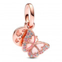 Charme Pendentif Double Papillon Rose 782555C01