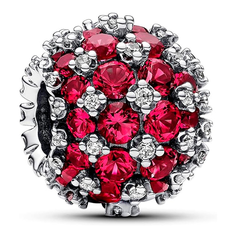 Pandora Charms Ciondolo rotondo lucido in pavé rosa 792630C03