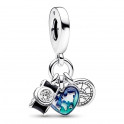 Pandora Charm Pendentif Triple Chambre, Coeur et Boussole en Argent Sterling 792703C01