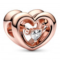 Charm coeur radieux et gemme flottante 782493C01