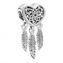 Charm Attrape-rêves avec Coeur et Trois Plumes Argent 799107C00