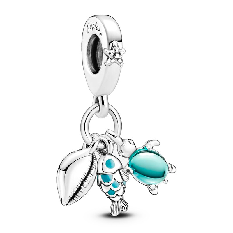 Pandora Charms Ciondolo con triplo pesce, tartaruga marina e conchiglia 791697C01