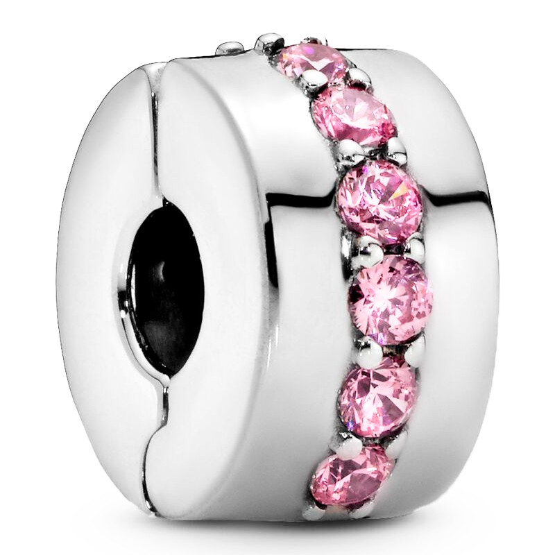 Pandora Charms Ciondolo con clip a righe rosa lucide 791972PCZ