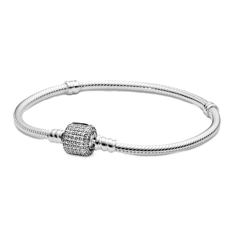 Pandora Silver Bracelets Moments Snake Chain Bracelet With Signature Clasp 590723Cz