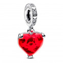 Disney Mickey and Minnie Mouse Kiss Murano Glass Pendant Charm 792522C01