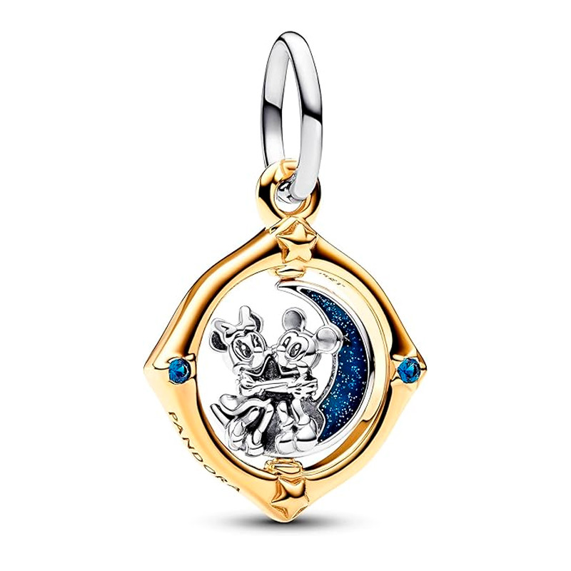 Pandora Charms Ciondolo con ciondolo luna rotante bicolore Disney Topolino e Minnie 762955C01