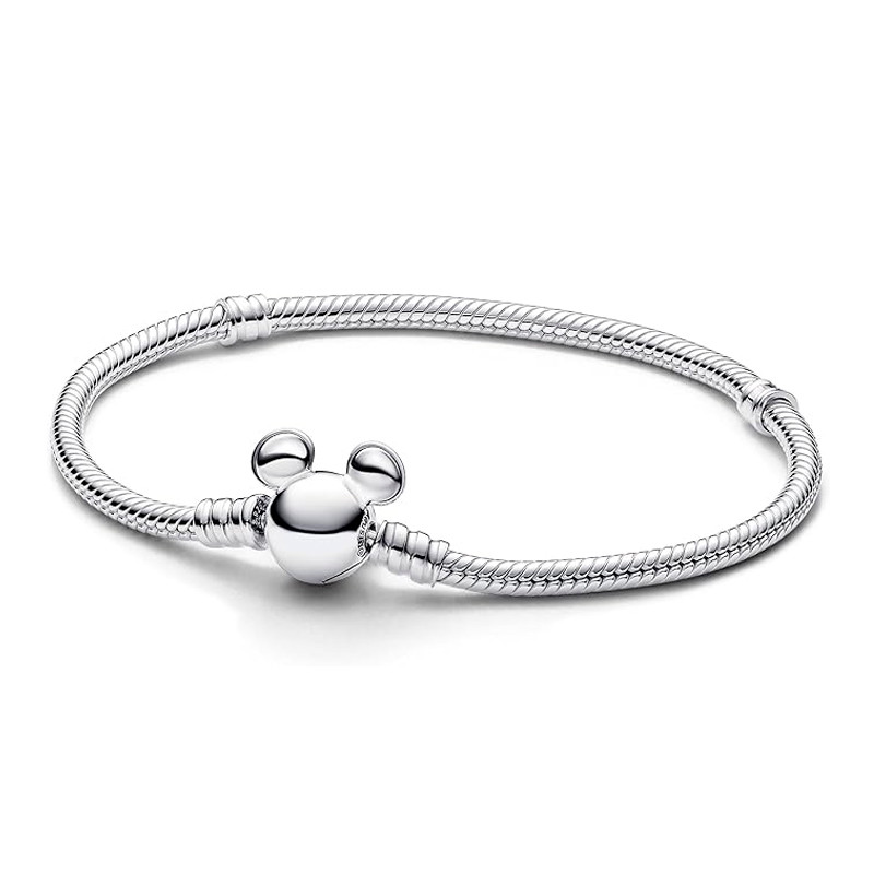 Pandora Bracelets Moments Snake Chain Bracelet With Disney Mickey Mouse Clasp 593061C00