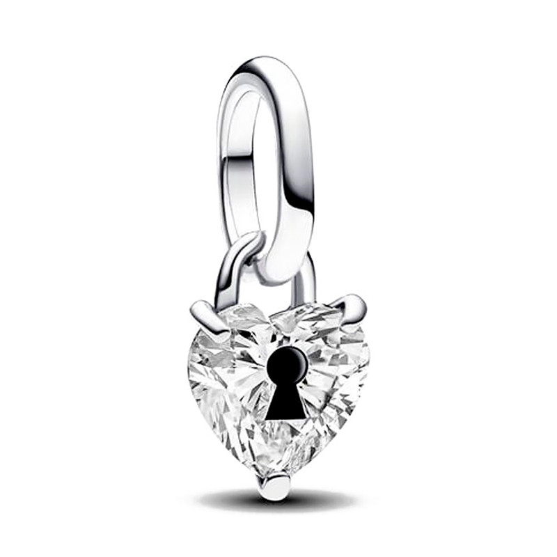 Pandora Black/Light Charms Me Heart Lock Mini Pendant Charm 793086C01