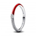 Anel duplo Pandora vermelho e pavé ME 192528C01