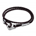 Pandora Moments-armband van bruin dubbel gevlochten leer 593338C01