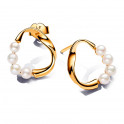 Organic Circle Shape Button Earrings with Freshwater Cultured Pearls 263276C01