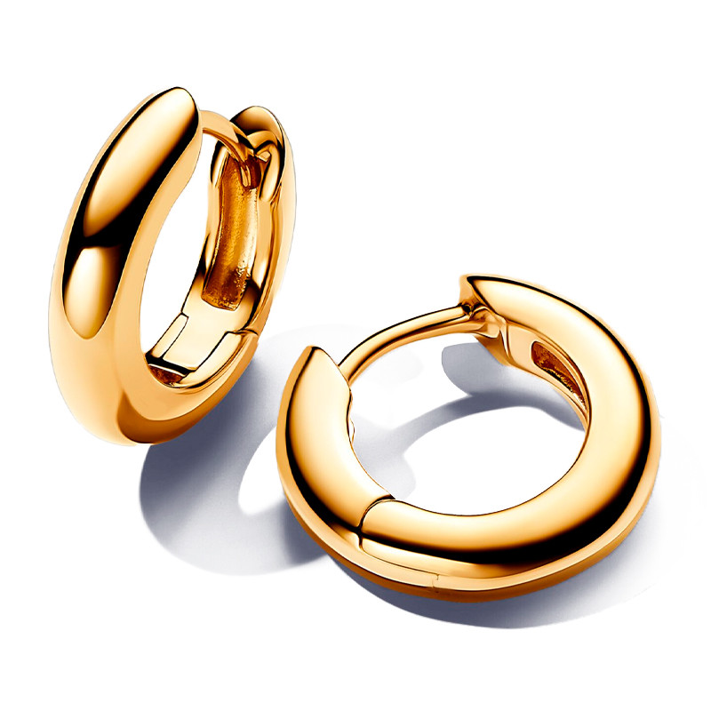 Pandora Gold Earrings Round Hoop Earrings 263320C00