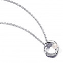 Organic Shape Circle Necklace in Pavé and Freshwater Cultured Pearl 393303C01