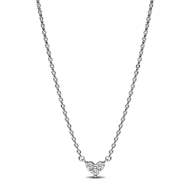 Pandora Silver/Light Necklaces Triple Gem Heart Necklace 393014C01