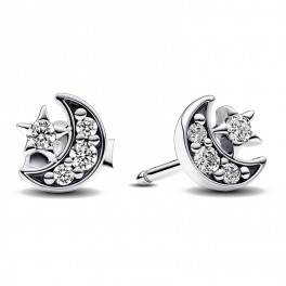 どあん Sparkling Moon and Star Stud Earrings 292990C01 - Sabina