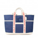 CANVAS SHOPPER BAG WITH CONTRASTING HANDLES