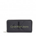 CK CARTERA K60K607634 0GX SCULPTED ZIP BLACK/DARK JUNIPER