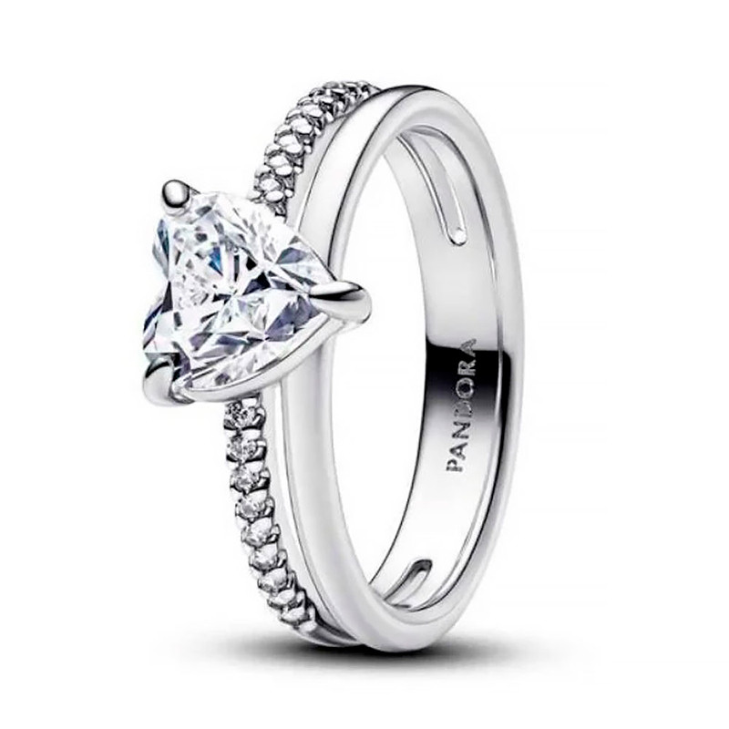 Pandora Silver Rings Transparent Zirconia Ring 193100C01