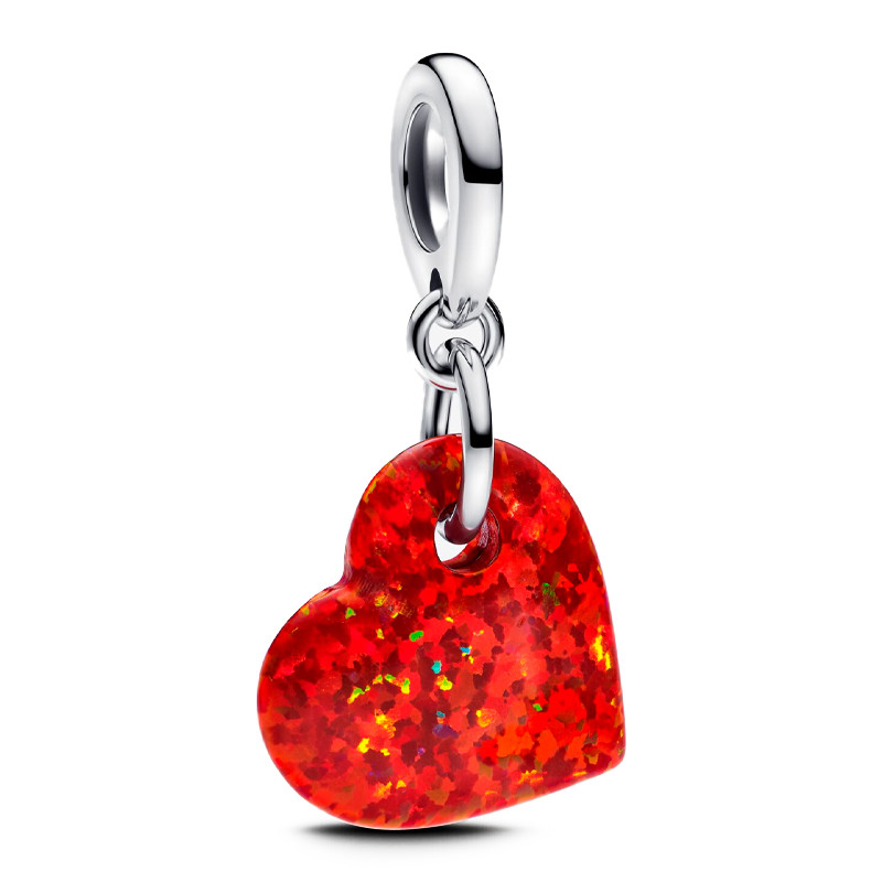 Pandora Charms Ciondolo pendente a cuore rosso opalescente 793348C01