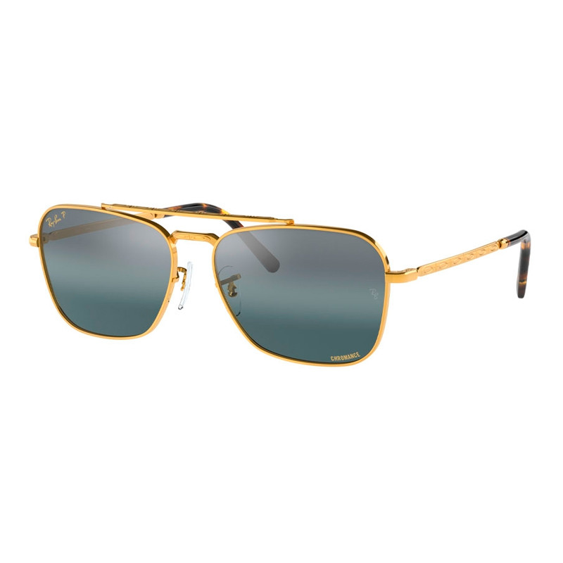 Ray-Ban Sunglasses Unisex New Caravan Polarized+ Lenses - Gold Frame Blue Lenses Polarized 58-15